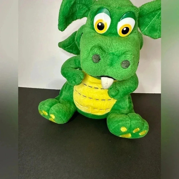 Aurora Green Dragon Plush Stuffed Animal Yellow Eyes Belly Wings Tooth - Picture 2 of 11